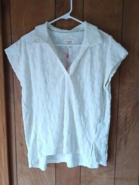 Umgee White Textured Pullover Top Size Small NWT Boutique Blouse